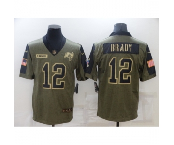 Men's Tampa Bay Buccaneers #12 Tom Brady Nike Olive 2021 Salute To Service Limited Player Jersey