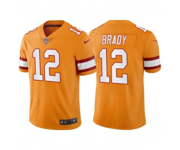 Men's Tampa Bay Buccaneers #12 Tom Brady Orange Vapor Untouchable Limited Stitched Jersey