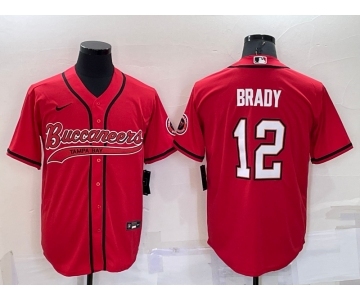 Men's Tampa Bay Buccaneers #12 Tom Brady Red Stitched Cool Base Nike Baseball Jersey