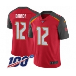 Men's Tampa Bay Buccaneers #12 Tom Brady Red Team Color Vapor Untouchable Limited Player 100th Season Football Jersey