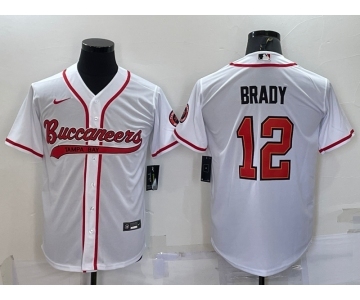 Men's Tampa Bay Buccaneers #12 Tom Brady White Cool Base Stitched Baseball Jersey