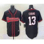 Men's Tampa Bay Buccaneers #13 Mike Evans Black With Patch Cool Base Stitched Baseball Jersey