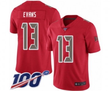 Men's Tampa Bay Buccaneers #13 Mike Evans Limited Red Rush Vapor Untouchable 100th Season Football Jersey