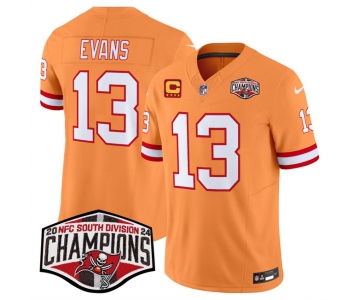 Men's Tampa Bay Buccaneers #13 Mike Evans Orange F.U.S.E. 2024 NFC South Champions With 4-Star C Patch Limited Stitched Jersey