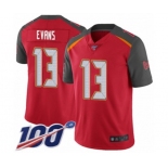 Men's Tampa Bay Buccaneers #13 Mike Evans Red Team Color Vapor Untouchable Limited Player 100th Season Football Jersey