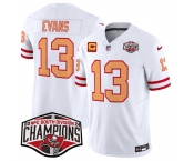 Men's Tampa Bay Buccaneers #13 Mike Evans White F.U.S.E. 2024 NFC South Champions With 4-Star C Patch Limited Stitched Jersey