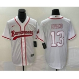 Men's Tampa Bay Buccaneers #13 Mike Evans White With Patch Cool Base Stitched Baseball Jersey