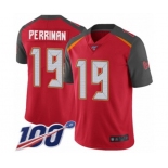 Men's Tampa Bay Buccaneers #19 Breshad Perriman Red Team Color Vapor Untouchable Limited Player 100th Season Football Jersey