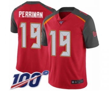 Men's Tampa Bay Buccaneers #19 Breshad Perriman Red Team Color Vapor Untouchable Limited Player 100th Season Football Jersey