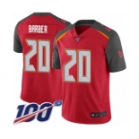 Men's Tampa Bay Buccaneers #20 Ronde Barber Red Team Color Vapor Untouchable Limited Player 100th Season Football Jersey