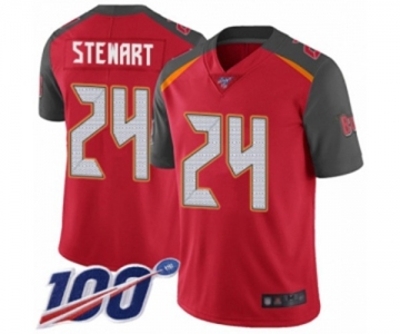 Men's Tampa Bay Buccaneers #24 Darian Stewart Red Team Color Vapor Untouchable Limited Player 100th Season Football Jersey