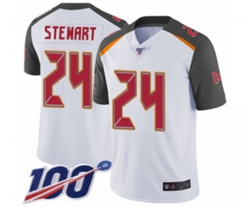 Men's Tampa Bay Buccaneers #24 Darian Stewart White Vapor Untouchable Limited Player 100th Season Football Jersey