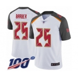 Men's Tampa Bay Buccaneers #25 Peyton Barber White Vapor Untouchable Limited Player 100th Season Football Jersey