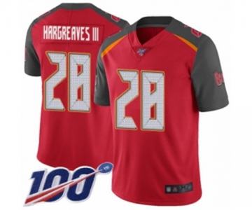 Men's Tampa Bay Buccaneers #28 Vernon Hargreaves III Red Team Color Vapor Untouchable Limited Player 100th Season Football Jersey