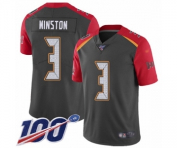 Men's Tampa Bay Buccaneers #3 Jameis Winston Limited Gray Inverted Legend 100th Season Football Jersey