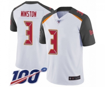 Men's Tampa Bay Buccaneers #3 Jameis Winston White Vapor Untouchable Limited Player 100th Season Football Jersey