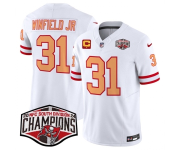 Men's Tampa Bay Buccaneers #31 Antoine Winfield Jr. White F.U.S.E. 2024 NFC South Champions With 1-Star C Patch Limited Stitched Jersey