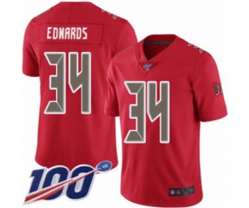 Men's Tampa Bay Buccaneers #34 Mike Edwards Limited Red Rush Vapor Untouchable 100th Season Football Jersey