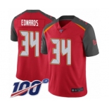 Men's Tampa Bay Buccaneers #34 Mike Edwards Red Team Color Vapor Untouchable Limited Player 100th Season Football Jersey