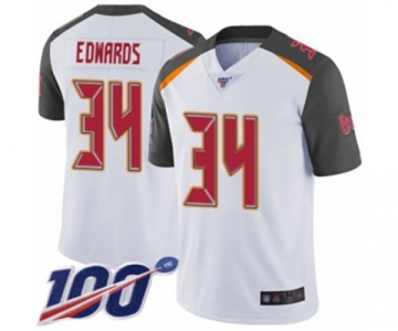 Men's Tampa Bay Buccaneers #34 Mike Edwards White Vapor Untouchable Limited Player 100th Season Football Jersey