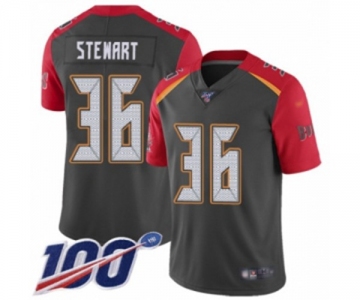 Men's Tampa Bay Buccaneers #36 M.J. Stewart Limited Gray Inverted Legend 100th Season Football Jersey