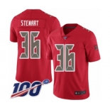 Men's Tampa Bay Buccaneers #36 M.J. Stewart Limited Red Rush Vapor Untouchable 100th Season Football Jersey