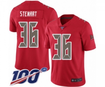 Men's Tampa Bay Buccaneers #36 M.J. Stewart Limited Red Rush Vapor Untouchable 100th Season Football Jersey