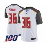 Men's Tampa Bay Buccaneers #36 M.J. Stewart White Vapor Untouchable Limited Player 100th Season Football Jersey