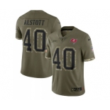 Men's Tampa Bay Buccaneers #40 Mike Alstott 2022 Olive Salute To Service Limited Stitched Jersey