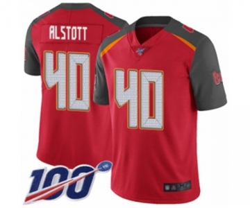 Men's Tampa Bay Buccaneers #40 Mike Alstott Red Team Color Vapor Untouchable Limited Player 100th Season Football Jersey