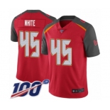 Men's Tampa Bay Buccaneers #45 Devin White Red Team Color Vapor Untouchable Limited Player 100th Season Football Jersey