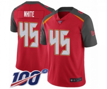 Men's Tampa Bay Buccaneers #45 Devin White Red Team Color Vapor Untouchable Limited Player 100th Season Football Jersey