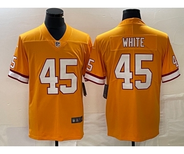 Men's Tampa Bay Buccaneers #45 Devin White Yellow Limited Stitched Throwback Jersey