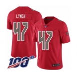 Men's Tampa Bay Buccaneers #47 John Lynch Limited Red Rush Vapor Untouchable 100th Season Football Jersey