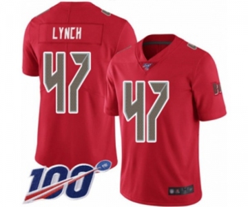 Men's Tampa Bay Buccaneers #47 John Lynch Limited Red Rush Vapor Untouchable 100th Season Football Jersey