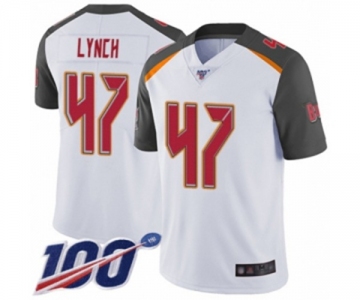 Men's Tampa Bay Buccaneers #47 John Lynch White Vapor Untouchable Limited Player 100th Season Football Jersey