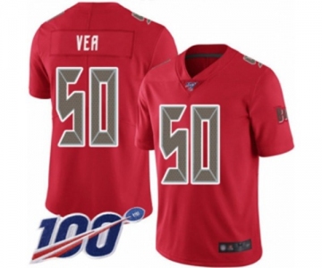 Men's Tampa Bay Buccaneers #50 Vita Vea Limited Red Rush Vapor Untouchable 100th Season Football Jersey