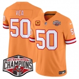 Men's Tampa Bay Buccaneers #50 Vita Vea Orange F.U.S.E. 2024 NFC South Champions With 3-Star C Patch Limited Stitched Jersey