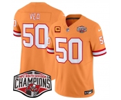 Men's Tampa Bay Buccaneers #50 Vita Vea Orange F.U.S.E. 2024 NFC South Champions With 3-Star C Patch Limited Stitched Jersey