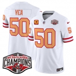 Men's Tampa Bay Buccaneers #50 Vita Vea White F.U.S.E. 2024 NFC South Champions With 3-Star C Patch Limited Stitched Jersey