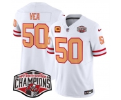 Men's Tampa Bay Buccaneers #50 Vita Vea White F.U.S.E. 2024 NFC South Champions With 3-Star C Patch Limited Stitched Jersey