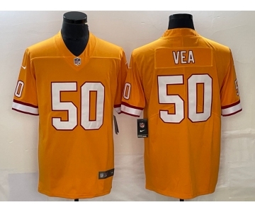 Men's Tampa Bay Buccaneers #50 Vita Vea Yellow Limited Stitched Throwback Jersey