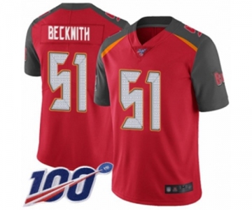 Men's Tampa Bay Buccaneers #51 Kendell Beckwith Red Team Color Vapor Untouchable Limited Player 100th Season Football Jersey