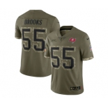 Men's Tampa Bay Buccaneers #55 Derrick Brooks 2022 Olive Salute To Service Limited Stitched Jersey