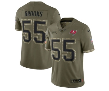 Men's Tampa Bay Buccaneers #55 Derrick Brooks 2022 Olive Salute To Service Limited Stitched Jersey