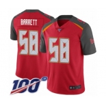 Men's Tampa Bay Buccaneers #58 Shaquil Barrett Red Team Color Vapor Untouchable Limited Player 100th Season Football Jersey