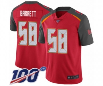 Men's Tampa Bay Buccaneers #58 Shaquil Barrett Red Team Color Vapor Untouchable Limited Player 100th Season Football Jersey