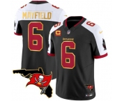 Men's Tampa Bay Buccaneers #6 Baker Mayfield Black White With Florida Patch Gold Trim Vapor Football Stitched Jersey