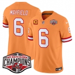 Men's Tampa Bay Buccaneers #6 Baker Mayfield Orange F.U.S.E. 2024 NFC South Champions With 4-Star C Patch Limited Stitched Jersey