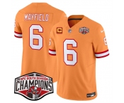 Men's Tampa Bay Buccaneers #6 Baker Mayfield Orange F.U.S.E. 2024 NFC South Champions With 4-Star C Patch Limited Stitched Jersey